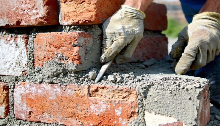 AI Generated Image: demonstrating a masonry joint repair technique called tuckpointing